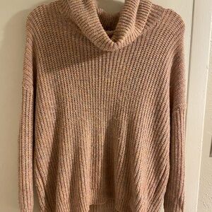 A.N.A Women’s Long Sleeve Cozy Sparkling Pink Knit Cowl Neck Sweater Size Small